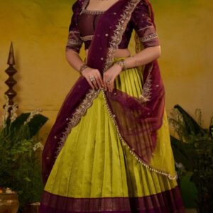 Sugandhika Soft Silk Lehenga Set In Lime green