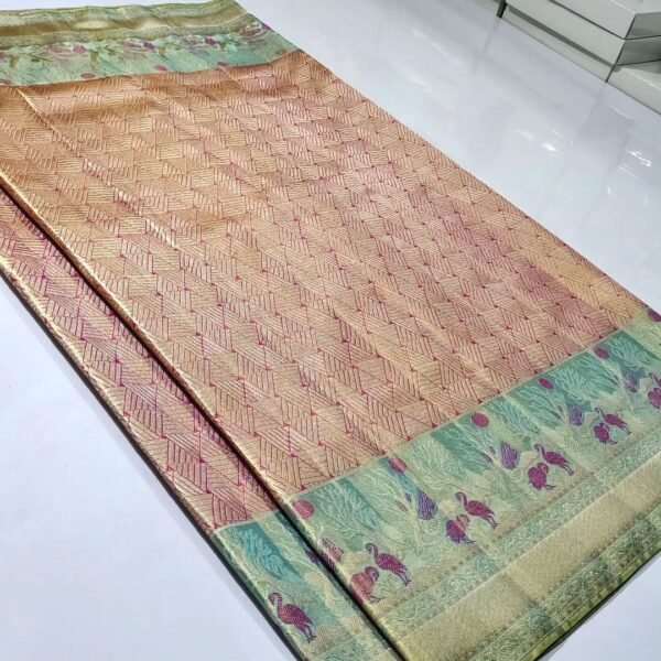 Pure kanchipattu tissue edge to edge Meenakari patterns