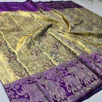 New 1gm Pure kanchipattu meenakari brocade