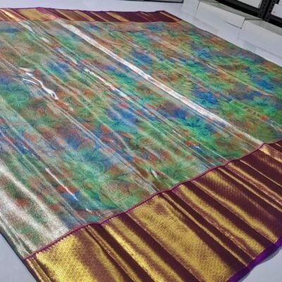 Premium pure kanchipattu tissue multi 5d meena