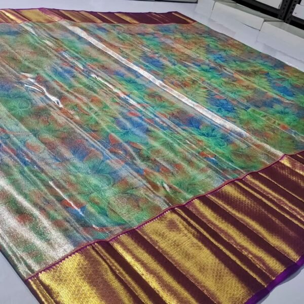 Premium pure kanchipattu tissue multi 5d meena