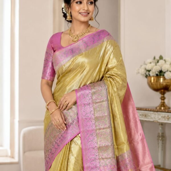 1 gm Pure kanchipattu tissue edge to edge Meenakari