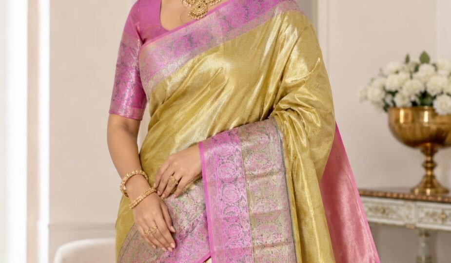 1 gm Pure kanchipattu tissue edge to edge Meenakari Best No.1 Kanchipuram Pure Tissue Silk Sarees