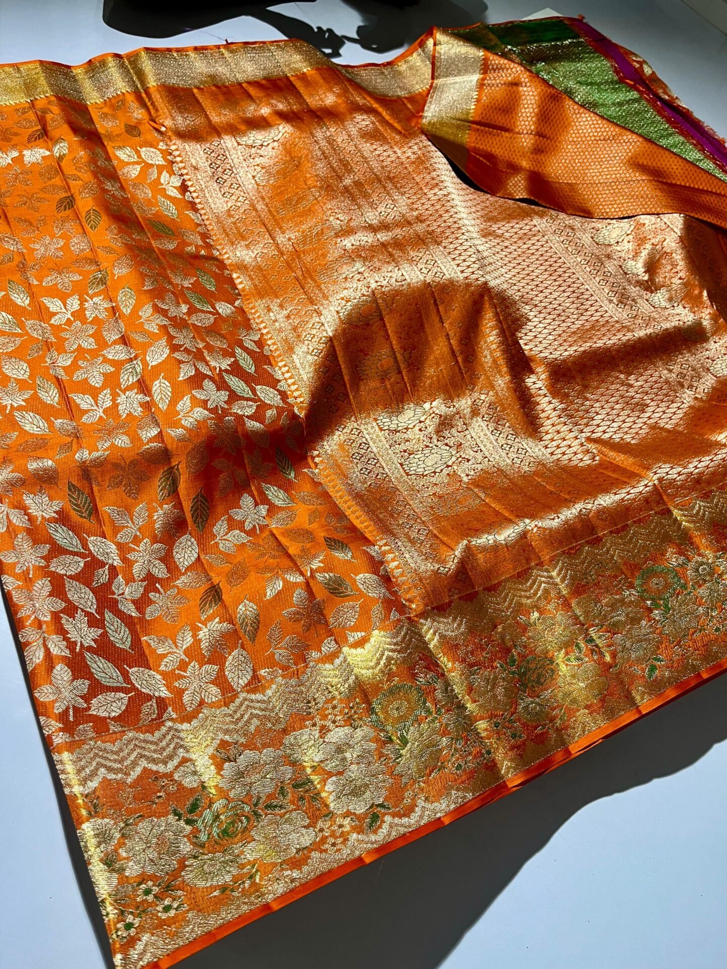 New Pure kanchipattu tissue edge to edge Meenakari 1 Exclusive wedding collection pure kanchipattu tissue edge to edge Meenakari patterns
