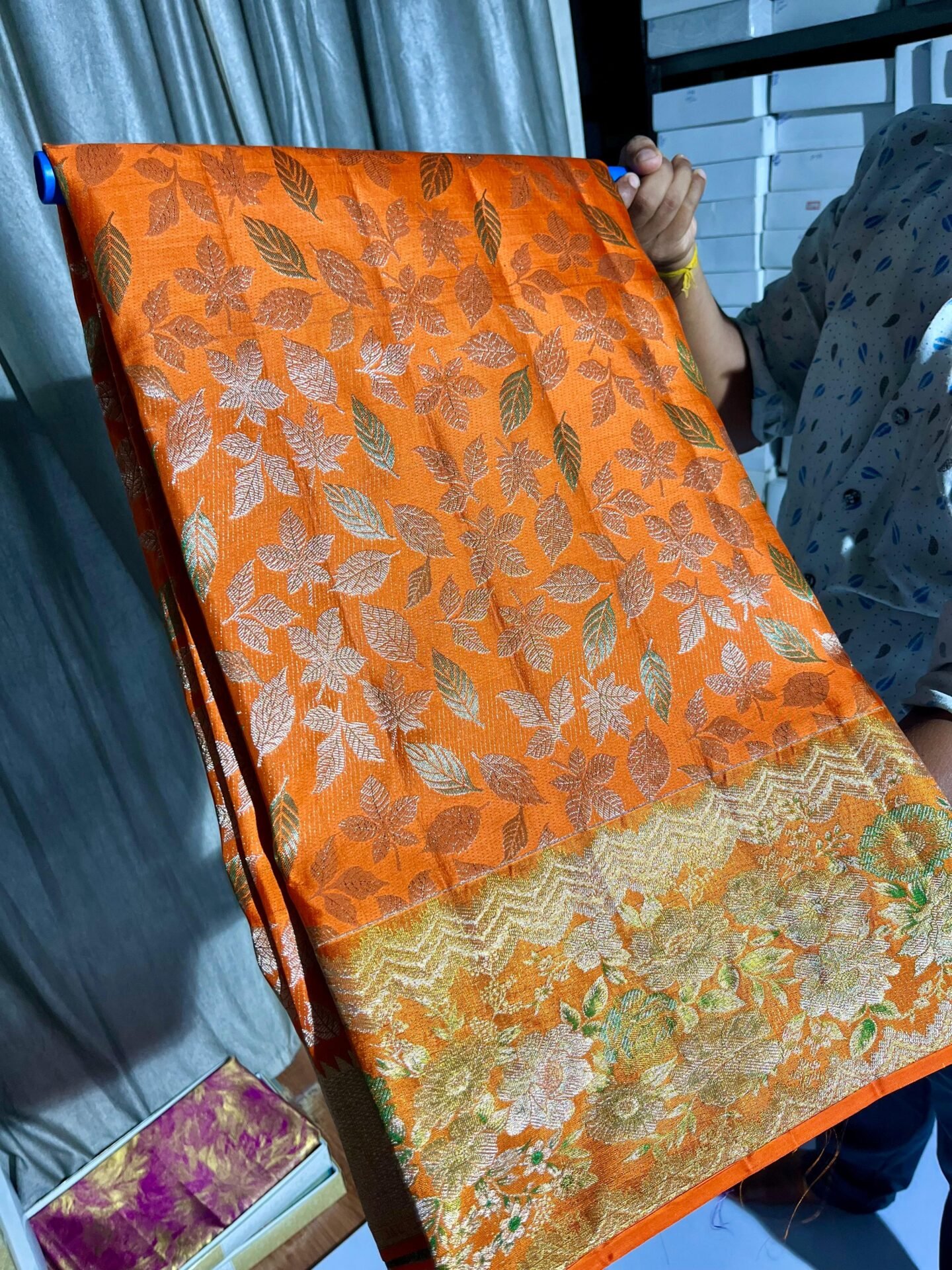 New Pure kanchipattu tissue edge to edge Meenakari 2 New Pure kanchipattu tissue edge to edge Meenakari - Image 2