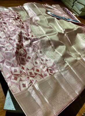New Pure kanchipattu tissue 4d Meenakari brocade