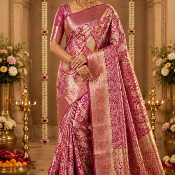 New Pure kanchipattu tissue Meenakari