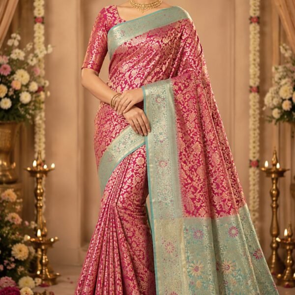 New Pure kanchipattu tissue edge to Meenakari