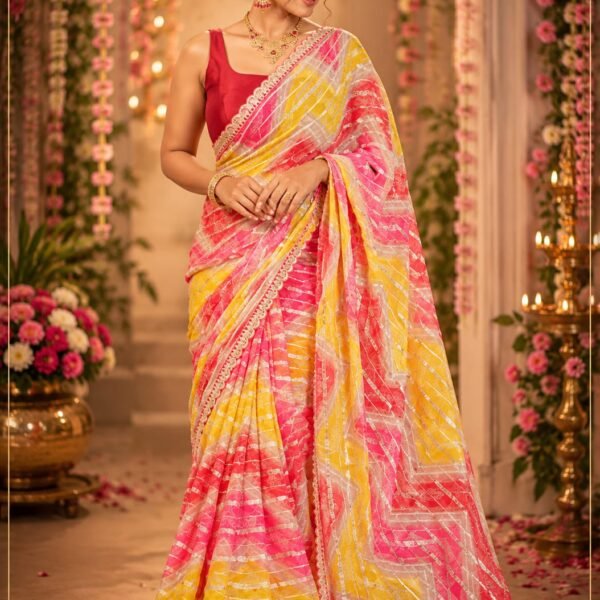 Pure handloom georgette sarees with tissue
