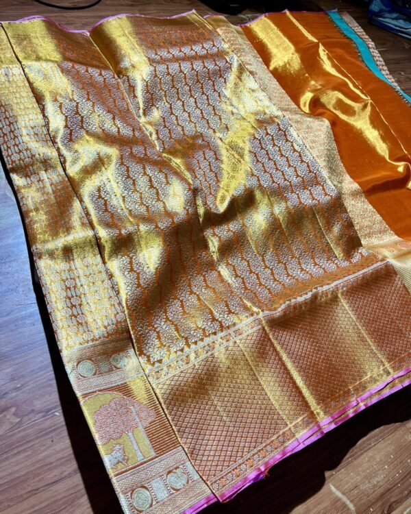 Pure kanchipattu tissue kalanjali brocade butta designs 