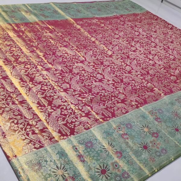 Pure kanchipattu tissue edge to Meenakari