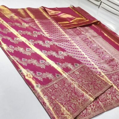 Pure kanchipattu tissue Meenakari