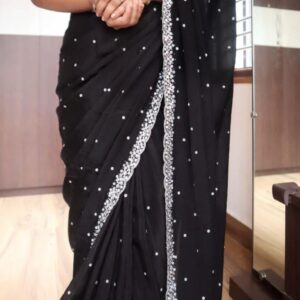 Premium crepe silk saree in Pearl