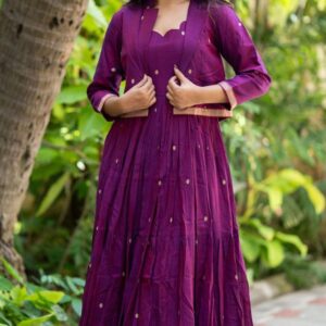 Ridhima Magenta Handloom Jacket Midi Dress