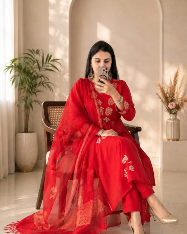 Beautiful straight kurta set with an embroidered pattern