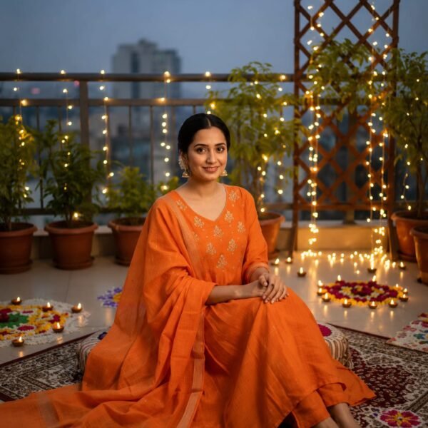 Exclusive Cotton Kurta in Orange