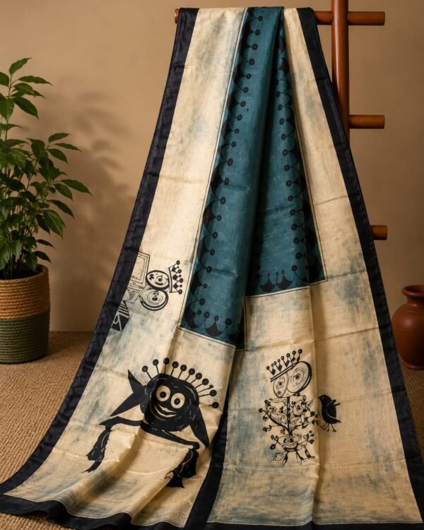 New Bishnupuri Handloom pure silk hand-painted saree