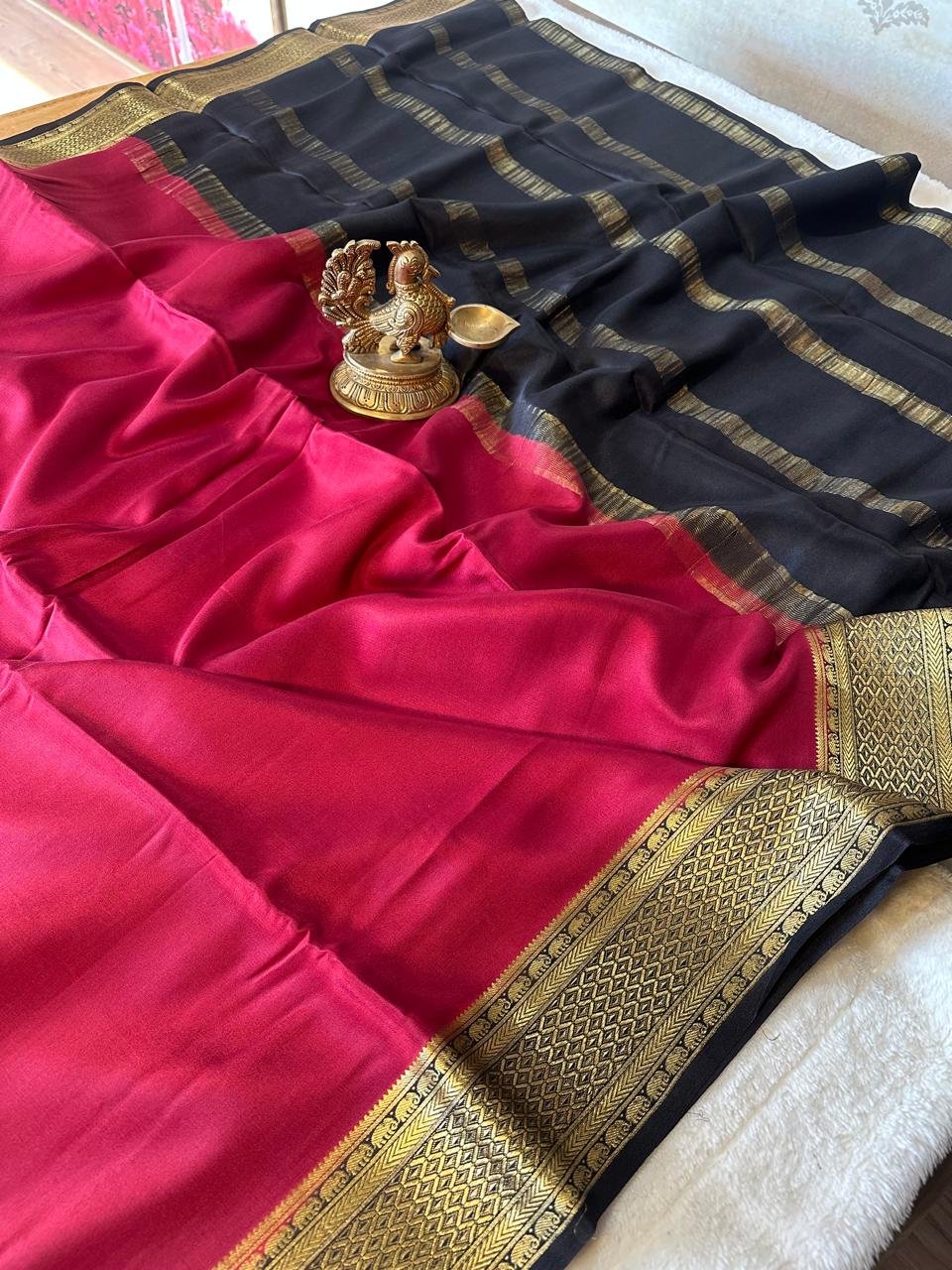 Pure crepe Mysore silk sarees 5 Pure crepe Mysore silk sarees