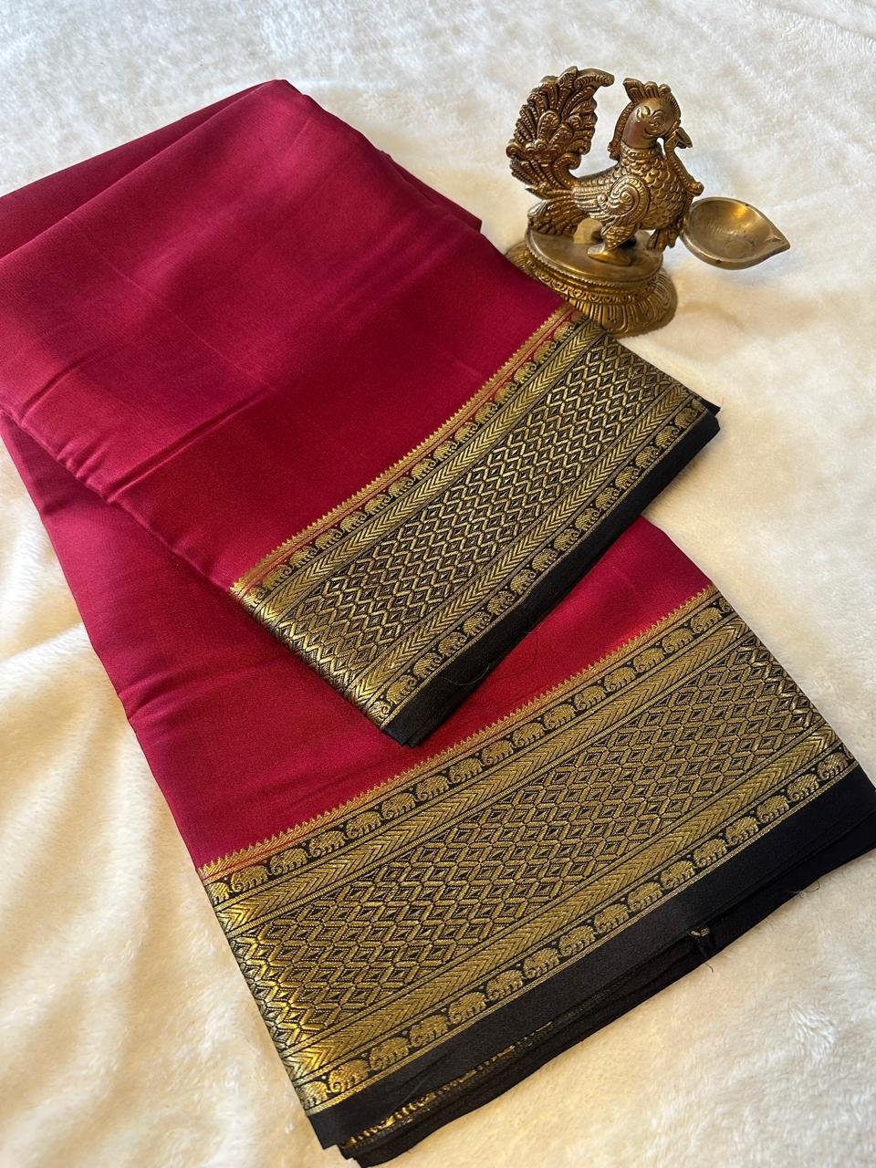Pure crepe Mysore silk sarees 6 Pure crepe Mysore silk sarees - Image 6