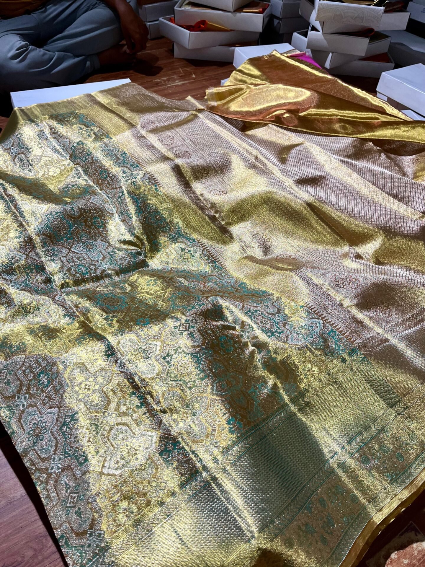 Pure kanchipattu resham Meenakari brocade