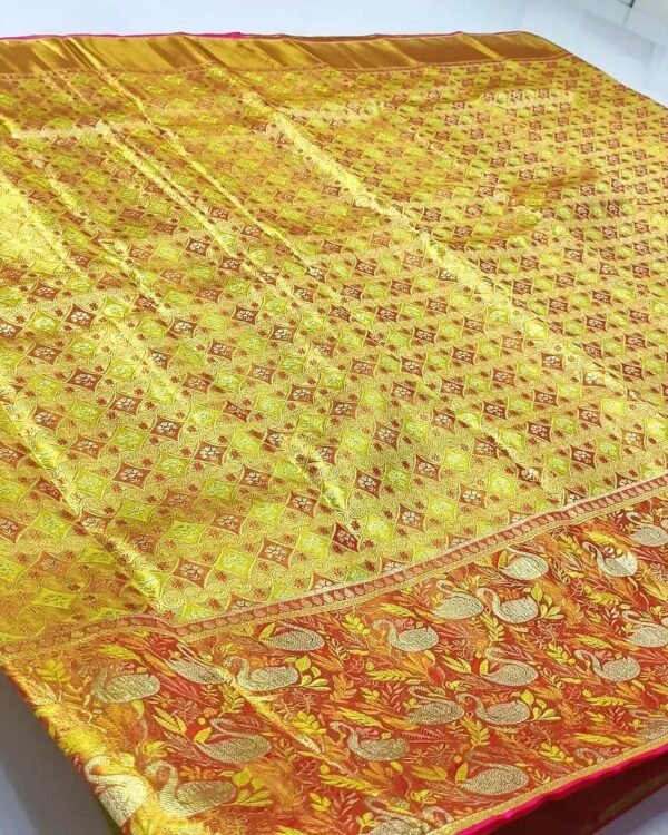Pure kanchipattu resham handloom Meenakari brocade designs