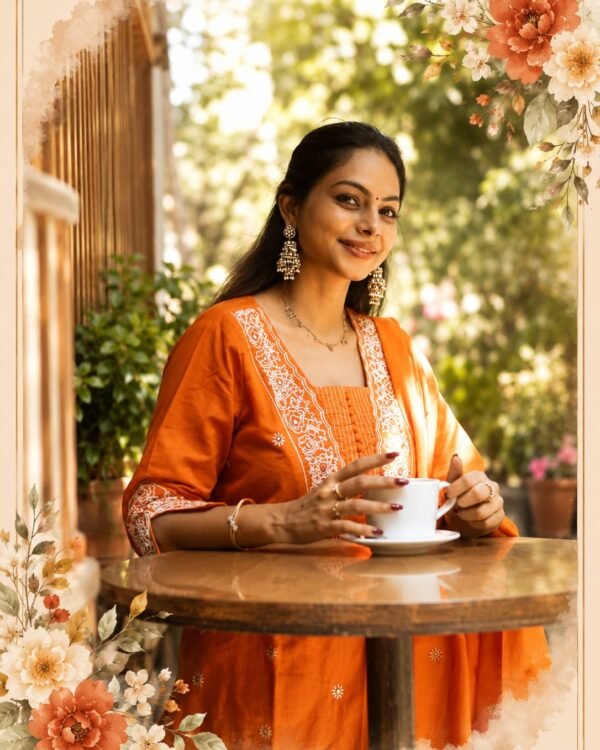 Self-weave embroidery handloom cotton suit set