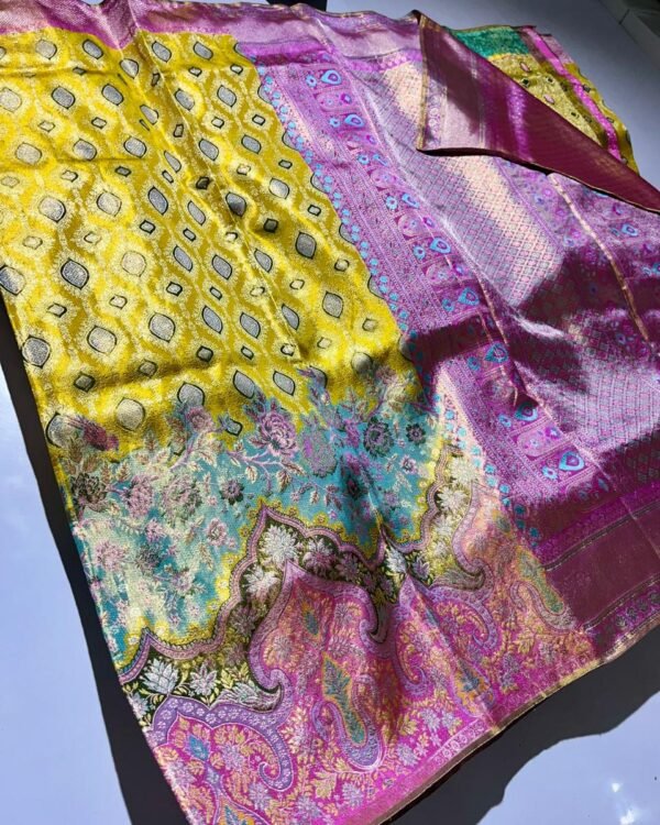 Special Pure Kanchipuram Resham warp Meena work designs
