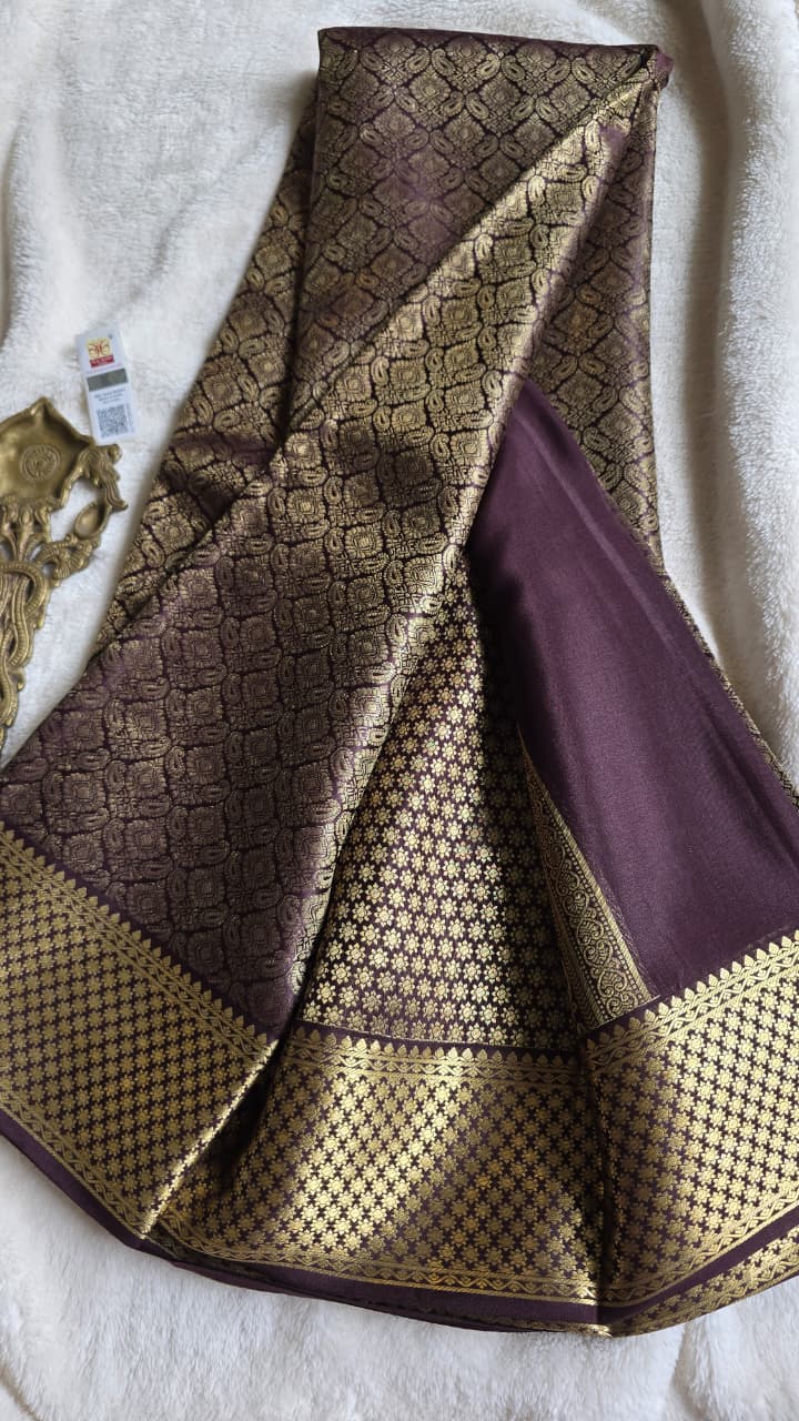 Pure crepe brocade Mysore silk sarees 2 Pure crepe brocade Mysore silk sarees - Image 2