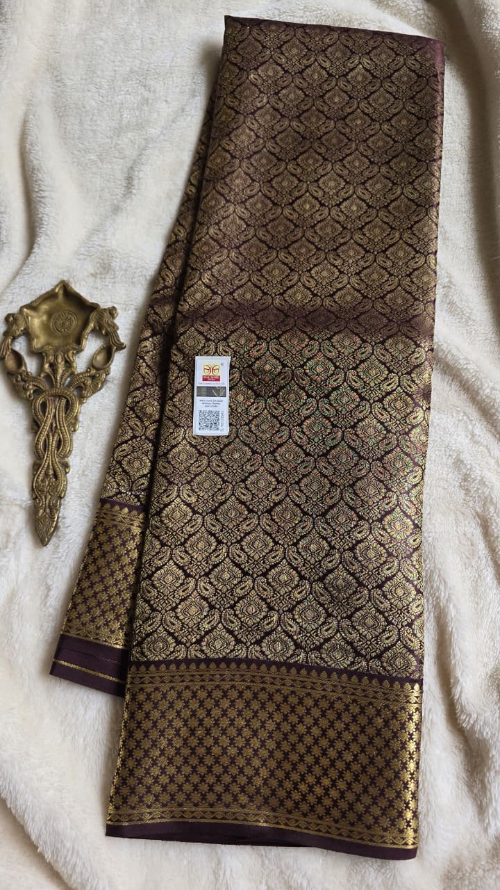 Pure crepe brocade Mysore silk sarees 5 Pure crepe brocade Mysore silk sarees - Image 5