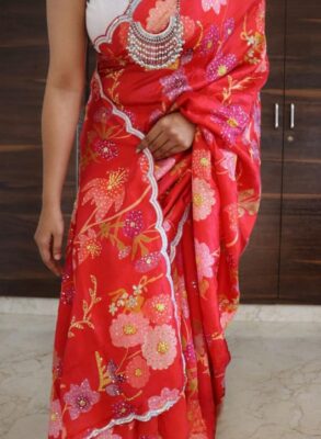 Beautiful floral printed pure crepe silk sarees