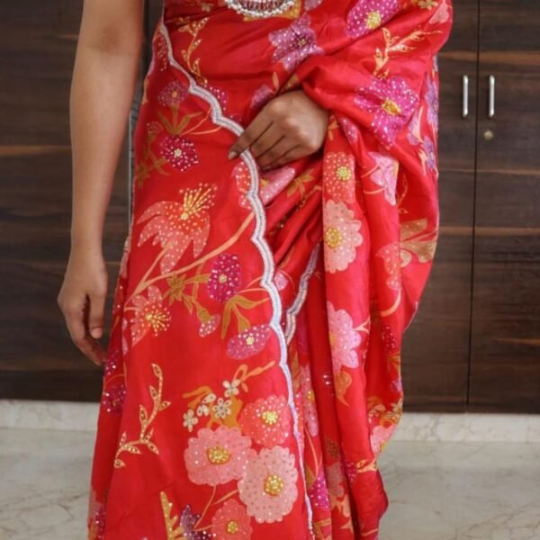 Beautiful floral printed pure crepe silk sarees