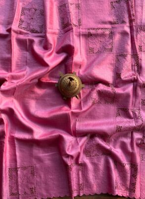 Cutwork Embroidery work on Pure Tussar Silk