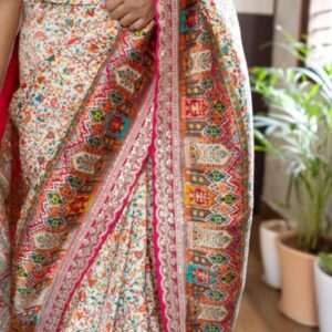 Embossed Kashmiri kani brocade silk saree