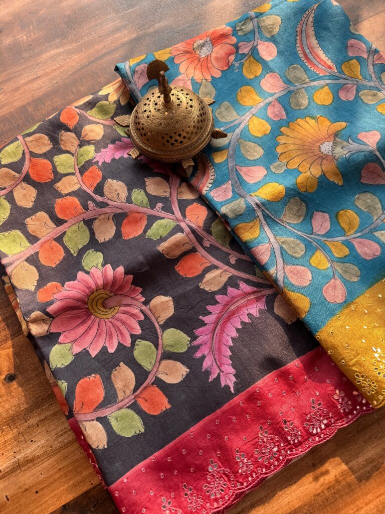 Kalamkari Print Pure Tussar Silk Saree