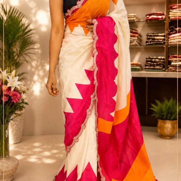New Elegant pure munga silk saree in temple style