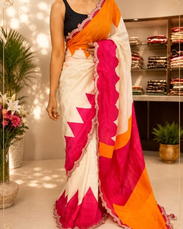 New Elegant pure munga silk saree in temple style