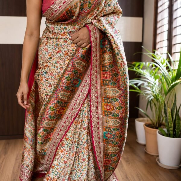 New Embossed Kashmiri kani brocade silk saree