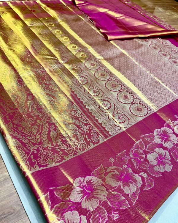 New Pure kanchipattu resham kuttu floral brocade