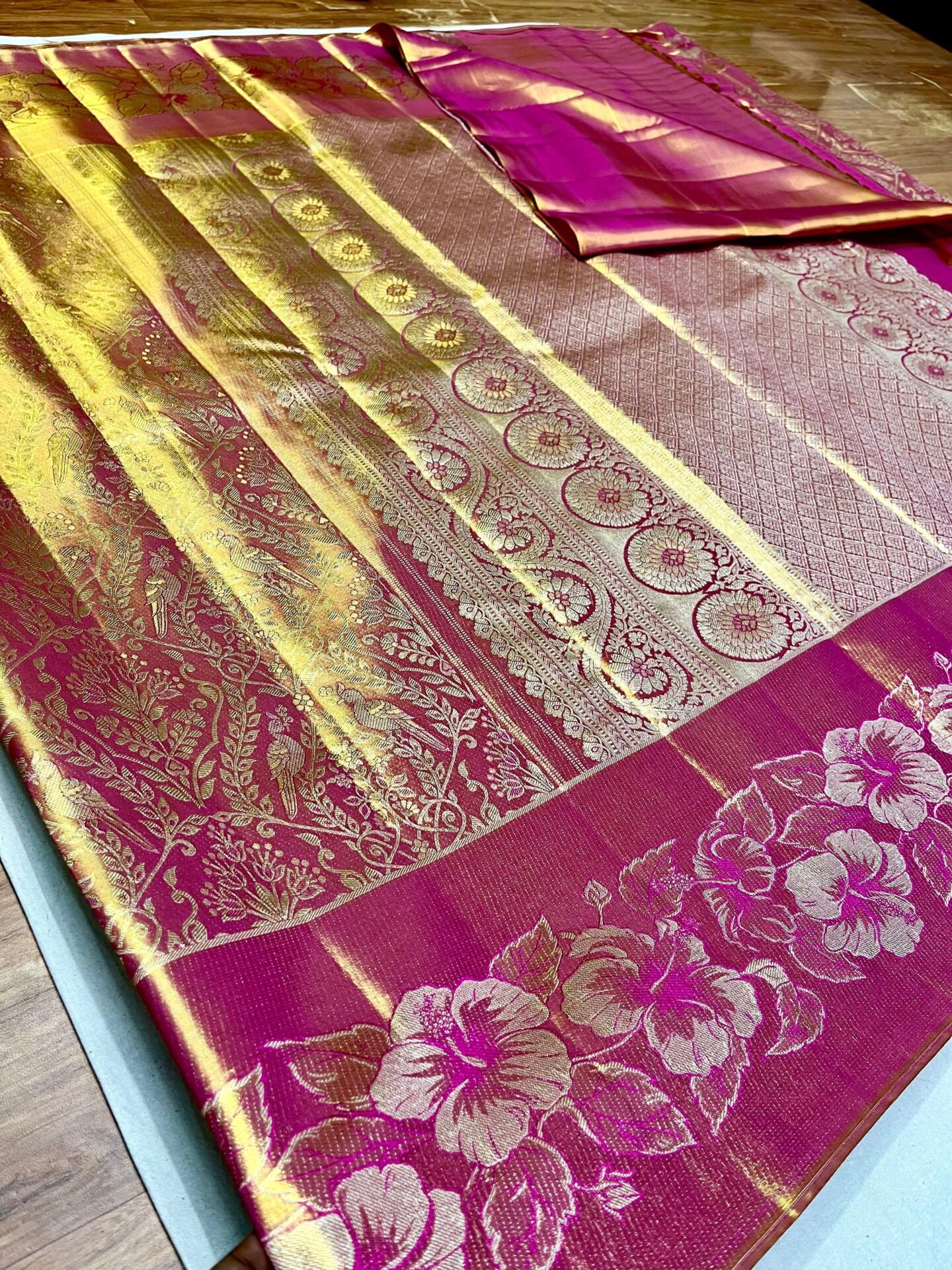 New Pure kanchipattu resham kuttu floral brocade