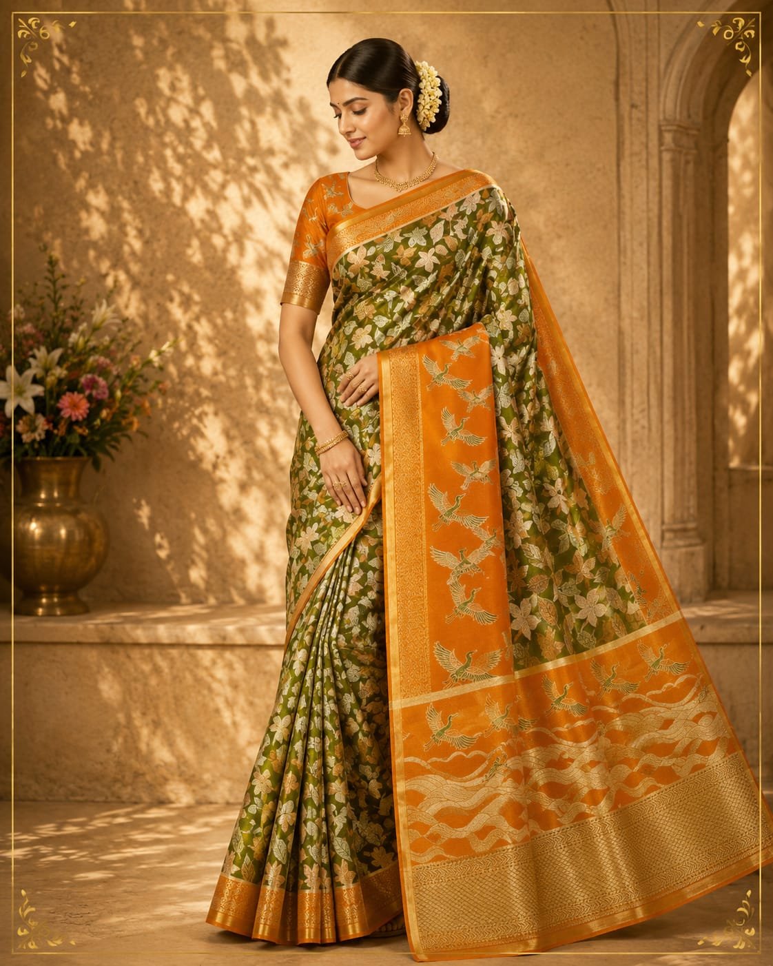 Bridal wear pure kanchipattu tissue