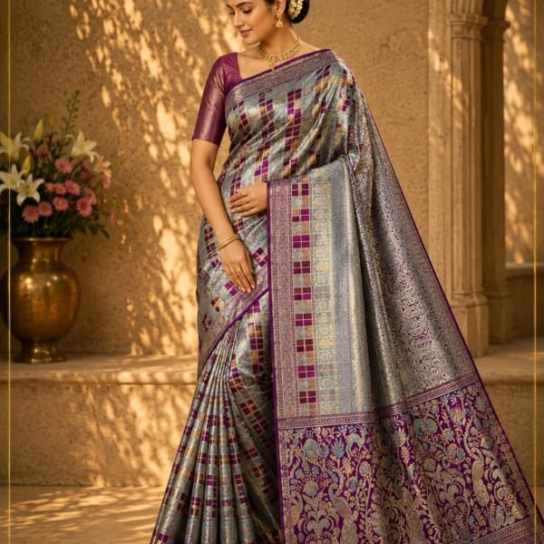 Bridal wear pure kanchipattu tissue brocade 
