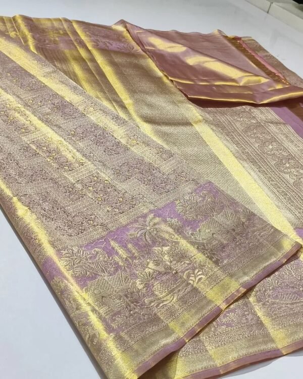 Bridal wear pure kanchipattu tissue brocade