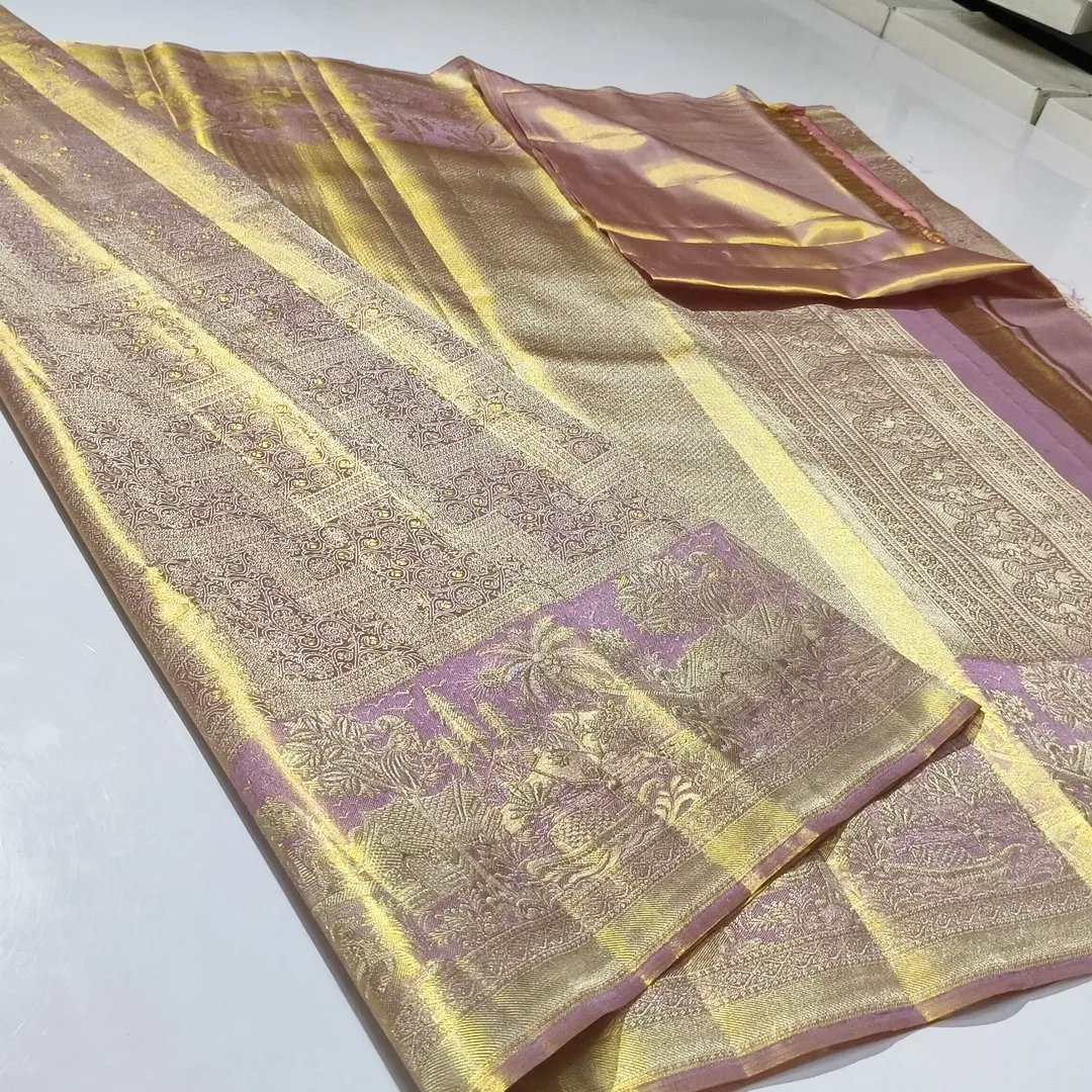 Bridal wear pure kanchipattu tissue brocade