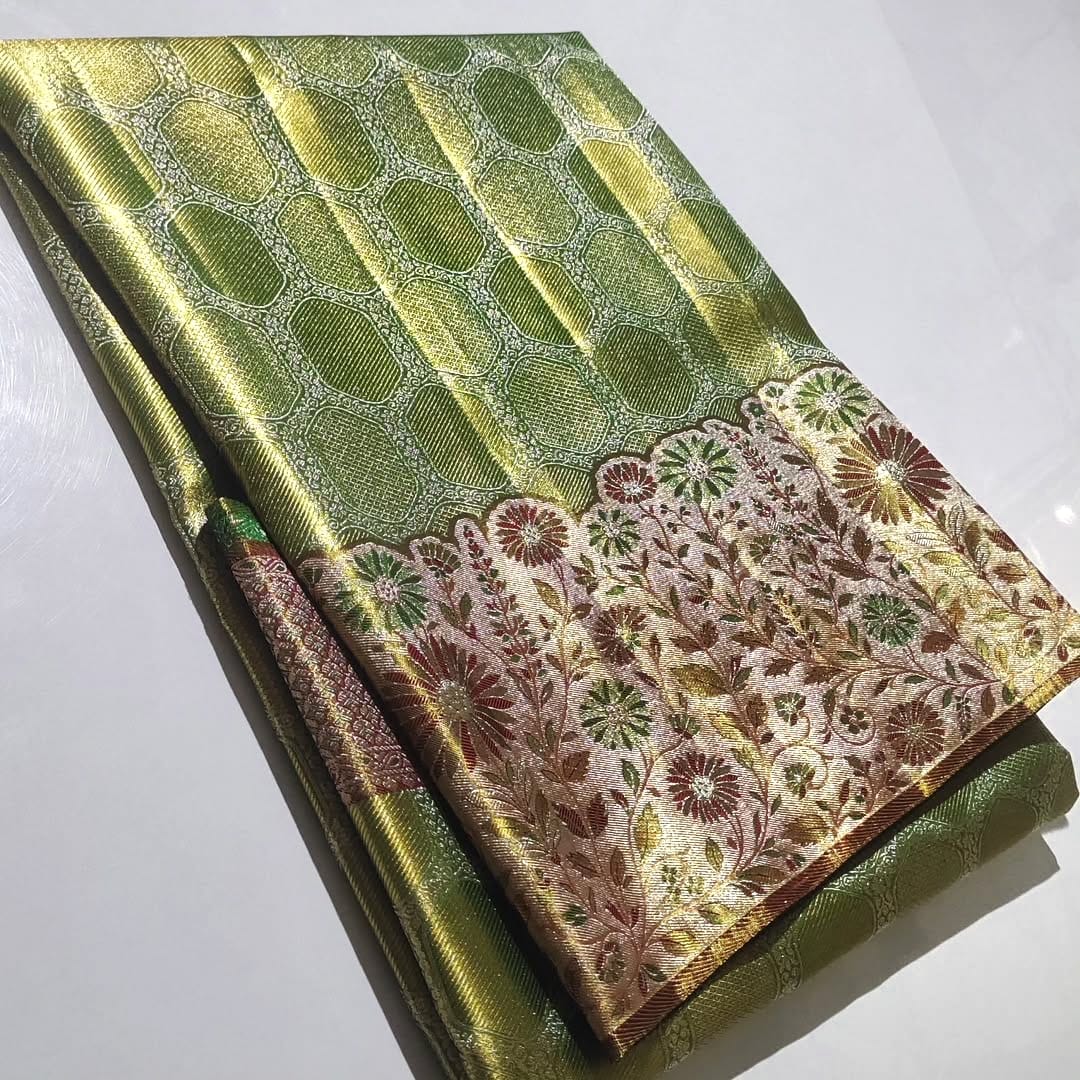 Pure Kanchipuram Tissue Meenakari Bridal Wear 13 Pure Kanchipuram Tissue Meenakari Bridal Wear