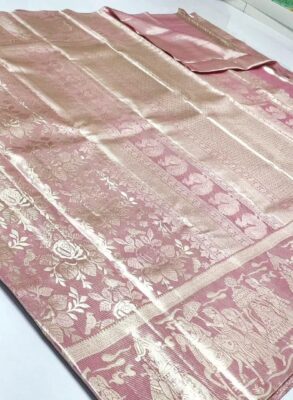 Pure Kanchipuram Tissue Pallaki Floral Brocade
