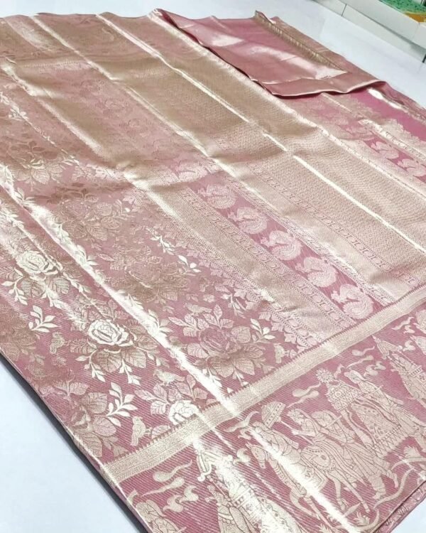Pure Kanchipuram Tissue Pallaki Floral Brocade