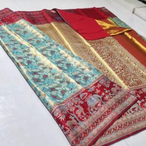 Pure kanchipattu floral meenakari 1g brocade