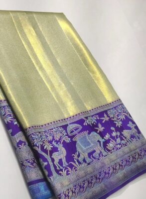Pure kanchipattu tissue edge to edge Meenakari