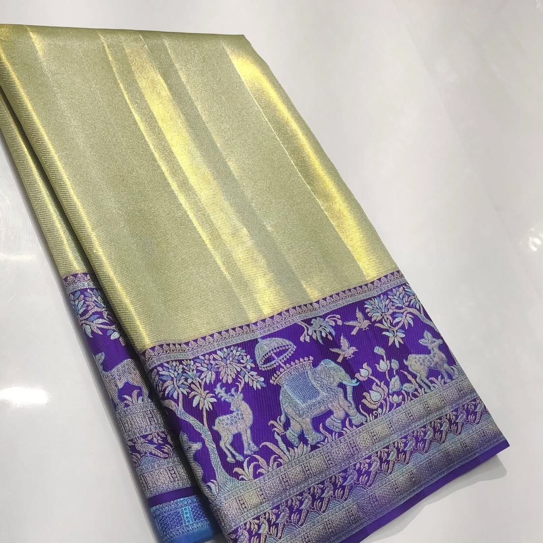 Pure kanchipattu tissue edge to edge Meenakari 1 Pure kanchipattu tissue edge to edge Meenakari