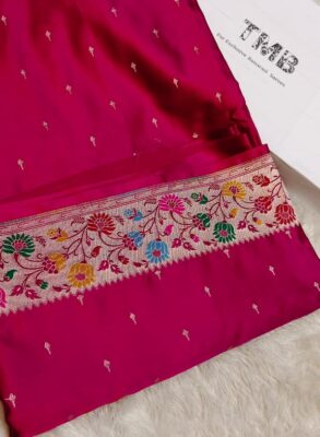 Banarasi Handloom Mashru Silk Saree Paithani Border
